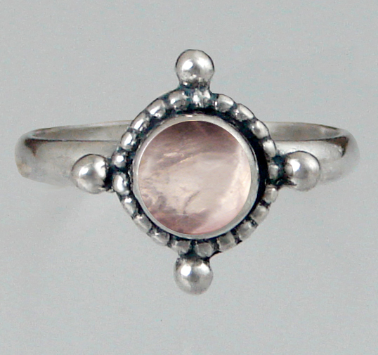 Sterling Silver Dainty Gemstone Ring With Rose Quartz Size 10